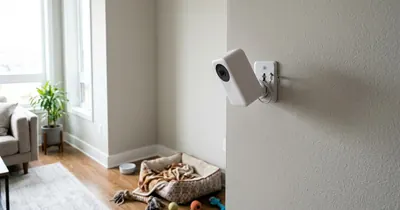 Câmera de segurança posicionada em ambiente doméstico para monitoramento