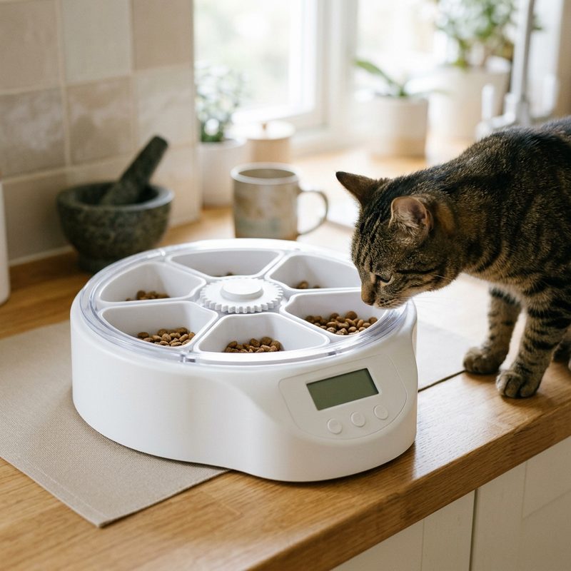 Alimentador automático Dogis Lite com carrossel de 6 compartimentos e painel LCD