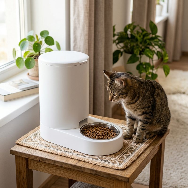 Alimentador automático compacto Newpet com Wi-Fi para gatos