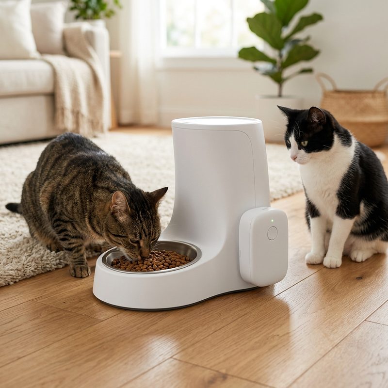 Alimentador automático New Pet com reconhecimento RFID para múltiplos gatos